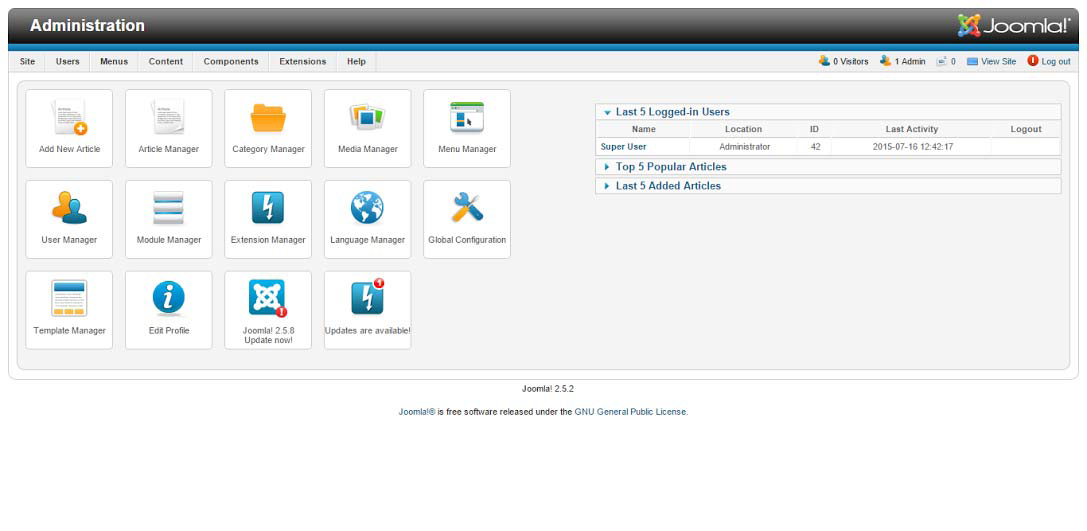 Upgrade Joomla 2.5.x