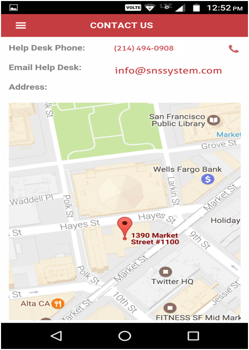 Login Screen Contact Us