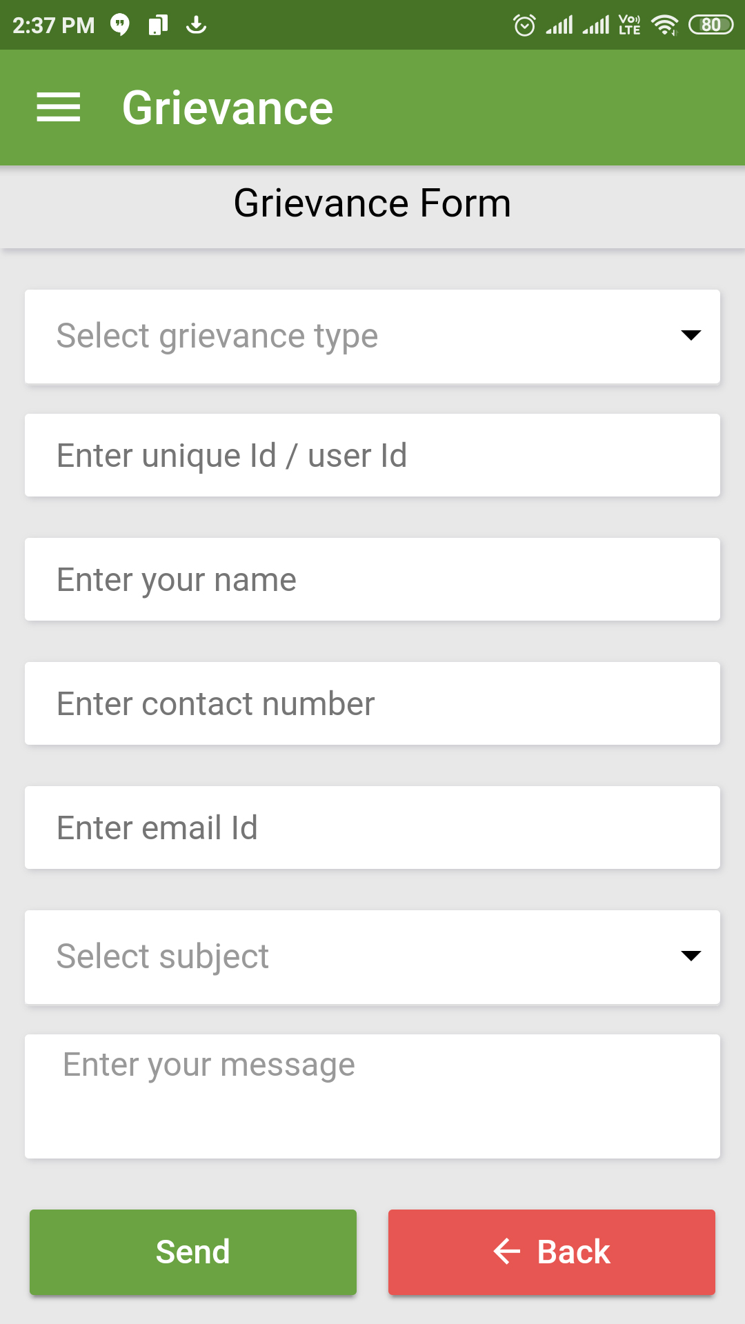 E-commerce Grievance Form