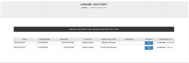 Multi Level Marketing Order history