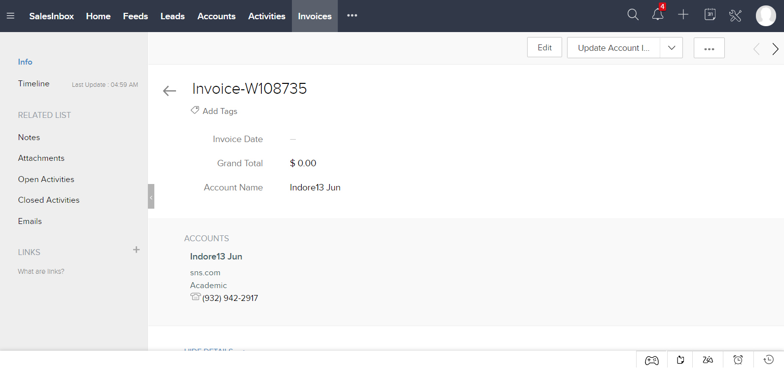 Once data successfully converted from sales order to Invoice