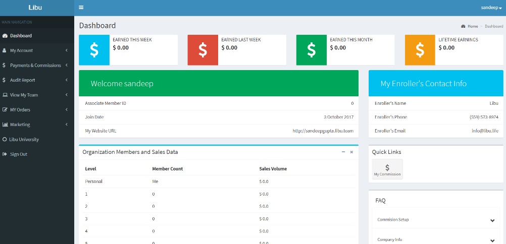 Libu Dashboard Screen